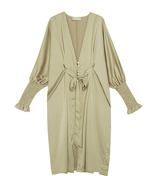 Drape Belted Deep V Cardigan